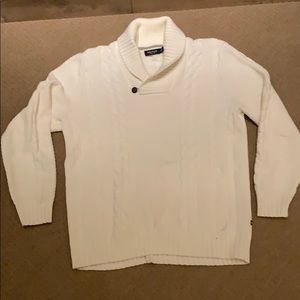 Cable knit roll neck sweater